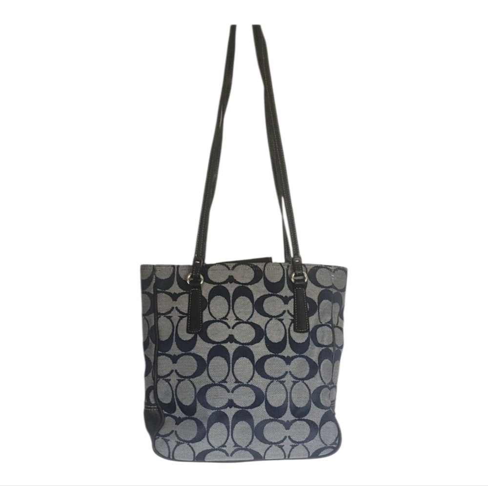 Coach Vintage Black and Gray Monogram Tote